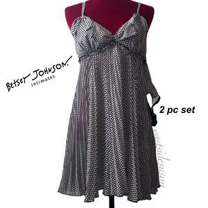 NEW Betsey Johnson 2 pc Baby Doll Nighty w Dots